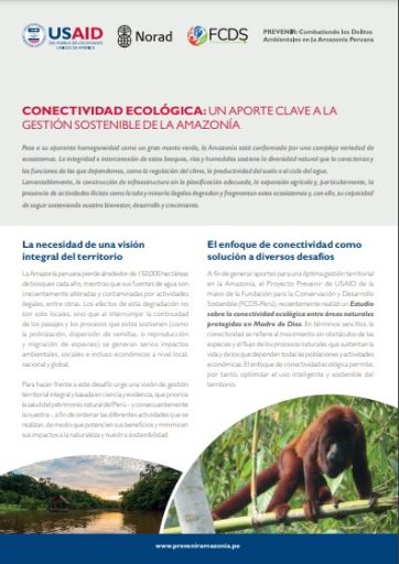 Hoja informativa Estudio de conectividad ecológica entre áreas naturales protegidas de Madre de Dios