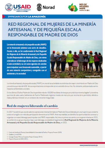 Hoja informativa – Red regional de mujeres dela minería artesanal y de pequeña escala responsable de Madre de Dios