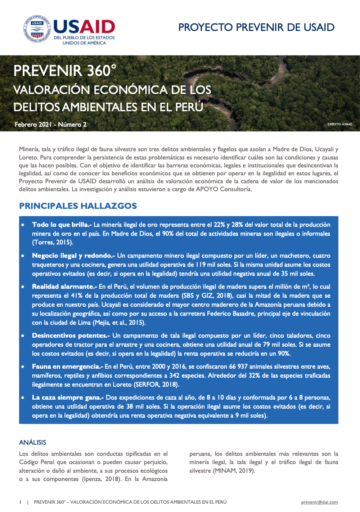 Prevenir 360º. Valoración económica de los delitos ambientales en el Perú